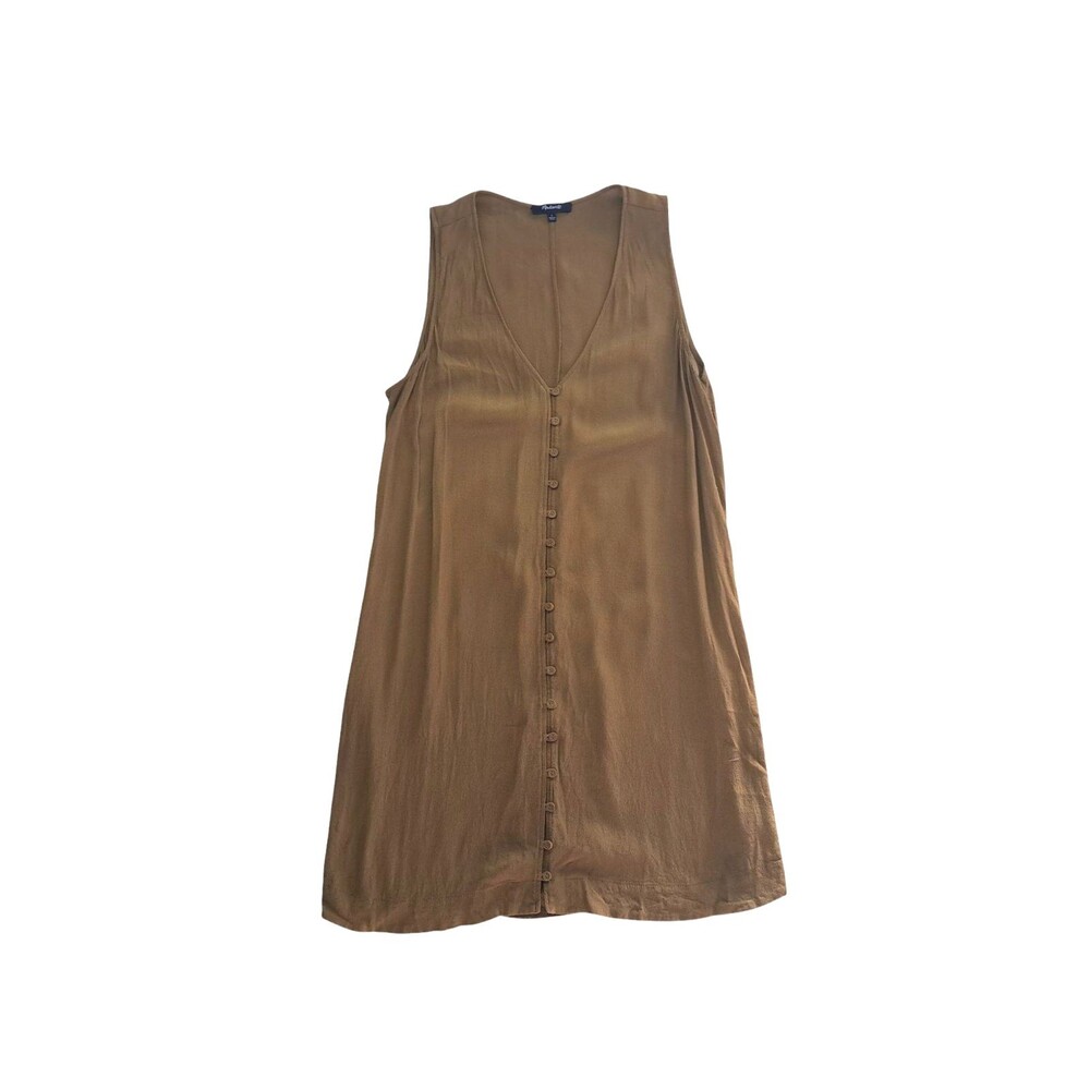 Madewell Sleeveless Button-Front Mini Dress in Camel Brown